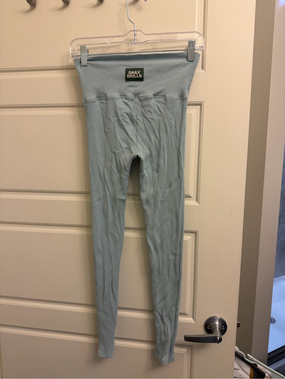Daily Drills Kids Ribbed High-Waist Leggings - Pale Blue